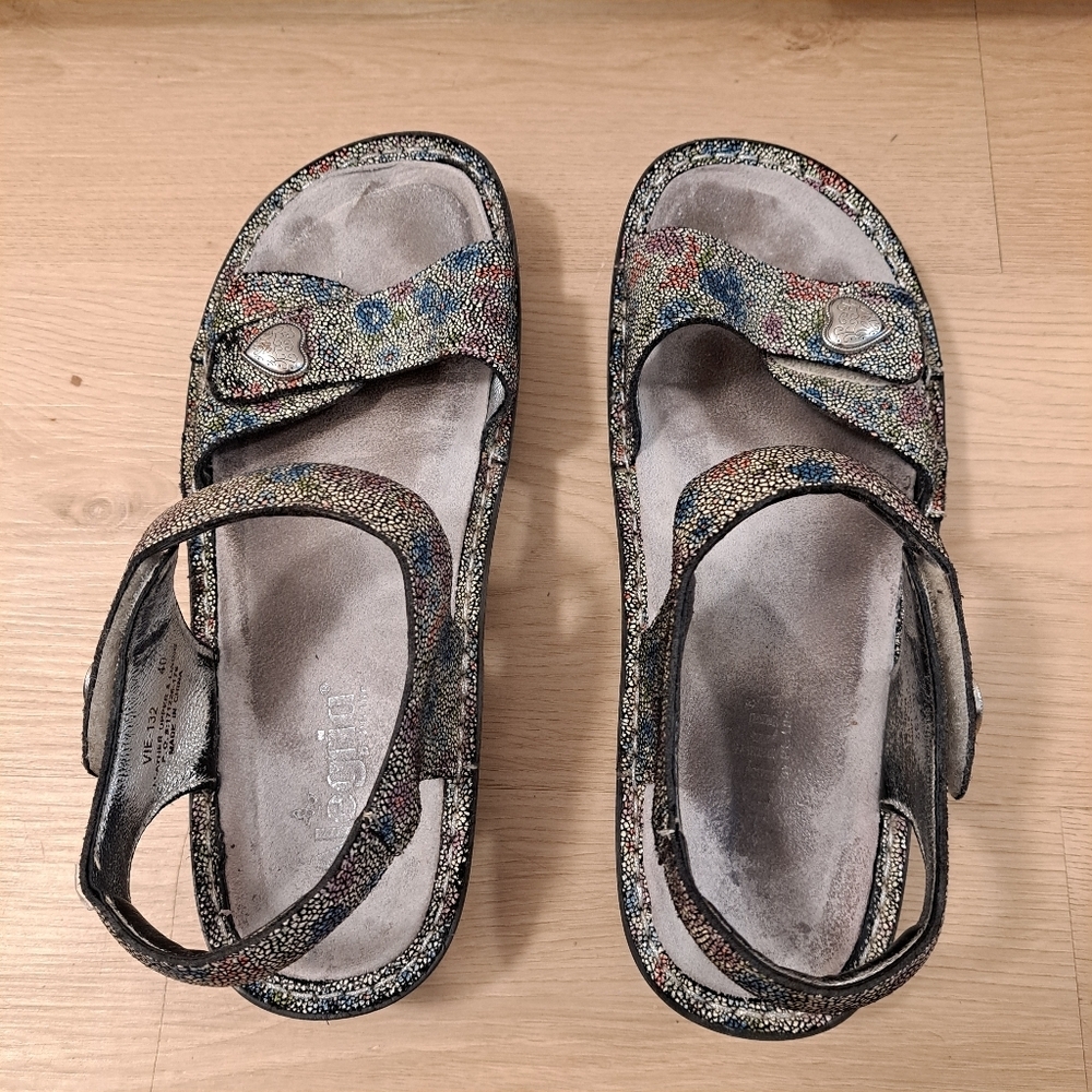 Alegria Silver Colorful Comfy Cute Baby‎ Hueies Hool & Loop Platform Sandals 9.5 - Picture 3 of 9